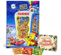Calendrier de l’Avent HARIBO 2026 · Édition Lumineuse Brille dans le Noir · 24 Sachets de Bonbons Gélifiés Variés · Inclut Carte Personnalisée Cia&Co · Idéal Enfant, Famille ou Cadeau Original de Noël