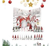 Calendrier De L Avent Lutin De Noël | Décorations Festives pour et Adultes,Calendrier De Compte À Rebours De 24 Jours Avec Figurines De Nains Ornements Pour Décorer Cheminée, Table,