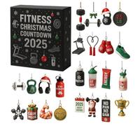 Calendrier De L Avent,Ornement De Compte À Rebours En Acrylique 2D,Ornement De Noël Pour Équipement De Sport De 24 Jours - Pour Gym À Domicile Fenêtre Mur Célébration