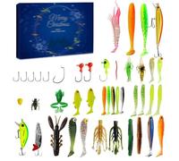 Calendrier de L Avent Peche 2024,Ensemble de Leurre Peche Carnassier,24 Jours Calendrier de L'Avent Pêche,Leurre Souple pour Cadeau Noel