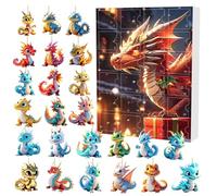 Calendrier De L’Avent Pendentif Dragon 2024, Calendrier De L'Avent De Noël Dragon, Calendrier Du Compte À Rebours Noël Avec 24 Pendentifs En Acrylique 2D, Décorations Suspendues Pour Arbre De Noël