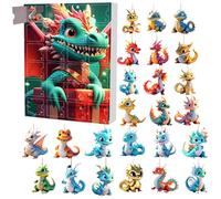 Calendrier De L’Avent Pendentif Dragon 2024, Calendrier De L'Avent De Noël Dragon, Calendrier Du Compte À Rebours Noël Avec 24 Pendentifs En Acrylique 2D, Décorations Suspendues Pour Arbre De Noël