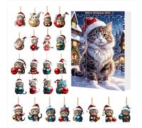 Calendrier De L’Avent Pour Chats 2024, 24 Jours Calendrier De L'Avent Pour De Noël, Calendrier De L'Avent De Noël Pour Chat, Calendrier Du Compte À Rebours Avec Pendentifs Pour Arbre De Noël