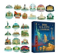 Calendrier De L Avent Pour Noël,Accessoires De Scène En Pendentif Plat 2D De Monuments Urbains - Calendrier De L'Avent 2025,Pour Fetes D Anniversaire Vacances Salon Chambre Cuisine