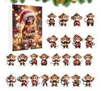 Calendrier De L Avent Singe - 24 Decorations Mignonnes Singe 2D pour Sapin | Decor pour Maison Appartement Chambre Salle de Classe Voiture
