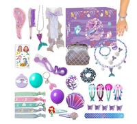 Calendrier de l’Avent Sirène - 24 Jours Boîte à Bijoux Cadeau | Ensemble d’Accessoires Sirène Bijoux, Coffret Fête pour Fille Enfant Adolescente Petite-Fille Noël Surprise Créative Déguisement
