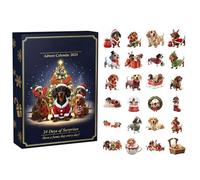 Calendrier De L’Avent Teckel - Compte À Rebours De Noël 2025 Sur 24 Jours | Calendrier Mural Avec Ornements Chien Saucisse En Acrylique | Cadeau Adorable Pour Amoureux Des Chiens Et Décorations De Sap