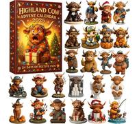Calendrier De L Avent Vache Highland - 2025 Vache Highland 2D Decoration Interieure | Figurines D'Animaux Calendrier De Noël | Pour Sac À Dos Sac Porte Clés Salon Voiture Fête D (1 pc)