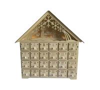 Calendrier de l ' en bois délicat, calendrier de l ' en bois de vacances, compte à rebours de 24 jours avec lumière LED et tiroir à cadeaux