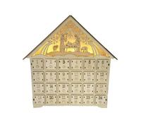 Calendrier de l ' en bois éclairé par LED Esprits de Noël Calendrier de comptes à rebours de 24 jours avec lumières LED et tiroirs de rangement Décors de vacances