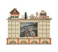 Calendrier de l ' réutilisable avec portes à compartiments | Construction en bois et scène hivernale, détails décoratifs éclairés, conception autoportante pour une exposition