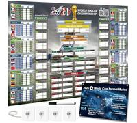 Calendrier de la Coupe du Monde 2026 mis à jour avec QR code scores en direct, 84.1x59.4 cm grand format, police large pour tous âges, Cadeau Fête des Pères pour Maison, Bar, Bureau