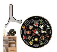 Calendrier de la roue de l'année, roue du calendrier - Ornement de table d’de Noël Signes de sorcière | Panneau en bois, décoration d'intérieur vintage faite à la main pour cuisine, débutants, table