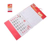 Calendrier de L'année Chèvre 2027 Mural en Papier Rouge Phases Lunaires | Design Festif et Élégant, Suivi des Dates, Décor Feng Shui pour Maison et Bureau