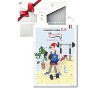 Calendrier de l'Après Noël | Programme de Musculation 25 Jours | Format A3 | Affiche Papier Cartonné avec Chevalet Adhésif et Pochette Cadeau Personnalisable | Cadeau Humoristique pour Homme