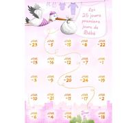Calendrier de l'Avant & Après Naissance - 25 Jours de Conseils, Astuces & Défis - Format A3 Cartes Géantes - Chevalet Carton Inclus - Illustrations à la Main - Idée Cadeau Future Maman Rose