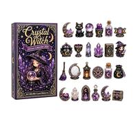 Calendrier de l'Avènement de la Sorcière Cristal 2026 24 jours surprises mystérieuses en cristal miniature et charme magique pour garçons et filles adultes Sablier 1 Minute Cher (Green, One Size)