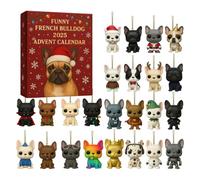 Calendrier de l'Avènement du Bouledogue Français 2025, calendrier de Noël à rebours de 24 jours, décoratif à rebours pour l'Amour des Chiens.