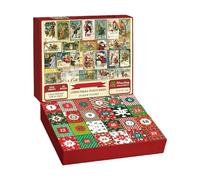 Calendrier de l'Avent - 11 pouces Puzzles de Noël | Papier de jeu - 28x25x5cm 600g 1008 pièces rouges 24 jours d'activités interactives, parfait pour les familles amies et soirs de vacances