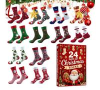 Calendrier de l'Avent 12 paires amusantes - Chaussettes chaudes en coton