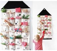 Calendrier de l'avent 120 x 50 cm Pochettes pour Calendriers de l'Avent de Noël Tissu Suspendu Calendrisr Avent con 24 Poches Sacs De Rangement Pour Décoration de Noël Nouvelle Année
