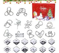 Calendrier de L'avent 2023, 24 Pièces Compte à Rebours de Noël, Casse-Tête Calendrier, Métal Puzzle, Cadeau Noel, Calendrier de L'avent Casse Tete, Surprise Calendrier du Compte à Rebours de Noël