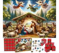 Calendrier de l'Avent 2024 1008 Pièces Calendrier de l'Avent Puzzle Jésus Puzzle pour Enfants 24 jours Compte à Rebours Calendrier de l'Avent Enfant Jouets éducatifs pour Garçons et Filles de 3 ans