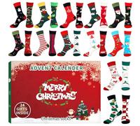 Calendrier De L'Avent 2024, 12 Paires Chaussettes De Noël Avec 24 Boîtes De Calendrier De L'Avent De Compte À Rebours,Femmes Et Enf-ants, Calendrier Du Compte À Rebours Des Chaussettes