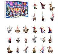 Calendrier de l'Avent 2024 avec lutin de Noël - Compte à rebours de 24 jours jusqu'à Noël - 24 lutin 2D - Décoration de Noël - Très belles décorations B Yrv079 (bleu, 18 x 26 cm)