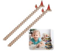 Calendrier de l'Avent 2024 avec panneau de Père Noël en bois, calendrier de compte à rebours d'escalier du Père Noël, calendrier de compte à rebours en bois pour la maison et le bureau (2 pièces)