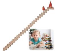 Calendrier de l'Avent 2024 avec panneau de Père Noël qui monte les escaliers en bois, calendrier de compte à rebours des escaliers du Père Noël, panneau de table pour la maison et le bureau (1 pièce)