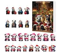 Calendrier de l'Avent 2024, calendrier de compte à rebours Noël avec pendentifs panda amusants, ornements à suspendre en forme panda 2D, cadeaux fête Noël mignons pour enfants et adultes