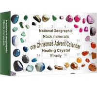 Calendrier de l'Avent 2024 - Calendrier de l'Avent en cristal de roches | Calendrier de compte à rebours de 24 jours en minéraux | Cadeau de Noël pour enfants, garçons et filles