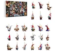 Calendrier de l'Avent 2024 - Compte à rebours de Noël 24 jours jusqu'à Noël - Compte à rebours 24 - Lutin 2D - Décoration de Noël - Très belles décorations E Yrv076 (vert, 18 x 26 cm)