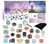 Calendrier de l'Avent 2024 en cristal - Compte à rebours de Noël - Pierre naturelle de guérison des chakras - Cadeau spirituel pour femme adulte - Minéraux fossiles - Kit d'apprentissage pour garçons