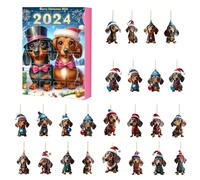 Calendrier de l'Avent 2024 en forme de teckel - 24 jours de Noël à collectionner - Calendrier de l'Avent 2024 pour - Jouet teckel mignon