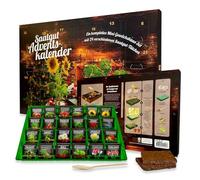 Calendrier de l'Avent 2024 - Kit de culture complet avec 24 types de graines et mini serre - Cadeau pour les amateurs de jardin - Sac surprise avec graines de fleurs, légumes et herbes