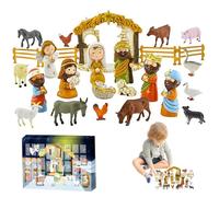 Calendrier de l'Avent 2024, Nativity Scene Christmas Advent Calendar, 24 jours Coundeau de Noël Resin Nativité pour les enfants