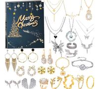 Calendrier de l'Avent 2024 pour adultes, femmes, adolescentes, filles, calendrier de Noël de 24 jours avec collier, bagues et boucles d'oreilles, cadeau surprise de Noël pour maman, petite amie, sœur,
