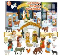 Calendrier de l'Avent 2024 pour enfants, 24 figurines de crèche, calendrier de Noël 2024, avec 24 figurines de crèche en résine, compte à rebours de 24 jours pour enfants à partir de 3 ans (A)