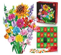 Calendrier de l'Avent 2024 pour enfants adultes adolescents, calendrier de compte à rebours de Noël avec bouquet de fleurs, briques de fleurs sauvages artificielles, coffret cadeau (B)