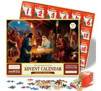 Calendrier de l'Avent 2024 Puzzle de la Nativité - 1008 pièces Puzzle 24 jours Calendrier de Noël à rebours, Cadeaux de Noël pour adultes et enfants, Décoration d'intérieur 27.6in x 19.7in