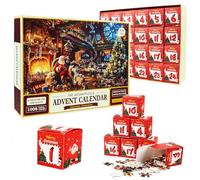 Calendrier de l'Avent 2024 puzzles, 24 boîtes de 1008 pièces, puzzles pour compte à rebours jusqu'à Noël, calendrier de l'Avent pour adultes et enfants, calendrier de Noël Jigsaw Puzzle cadeau pour