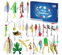 Calendrier de l'Avent 2024 Set Lure Fishing Lure, 24 Jours de Noël Calendrier Calendrier de pêche drôle de pêche au père, Grand-père, frère, Petit ami