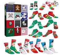 Calendrier de l'Avent 2025, 12/24 paires de chaussettes de Noël pour adultes, hommes, femmes, coffret cadeau avec sapin de Noël, élan, bonhomme de neige