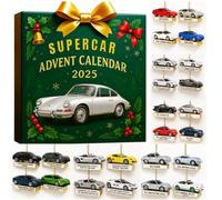 Calendrier de l'Avent 2025,24 Days 2D Acrylic Ornaments with Countdown, Automobile Moto l'Avents Calendriers 2025 For Tree Window Wall Door Cars View Mirror Decors