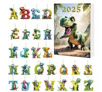 Calendrier de l'Avent 2025,24 Days 2D Acrylic Ornaments with Countdown Design, Dinosaur Letter Avents Calendriers 2025 For Tree Window Wall Door Cars View Mirror Decors (B)
