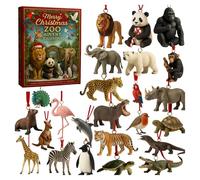 Calendrier de l'Avent 2025,24 Days 2D Acrylic Ornaments with Countdown,Zoo Trick l'Avents Calendriers 2025 for Xmas Tree Window Wall Door Cars View Mirrors Decors