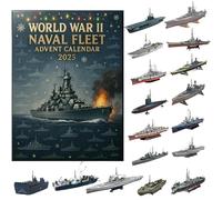 Calendrier de l'Avent 2025-24 de la flotte navale de la Seconde Guerre mondiale - Modèles emblématiques de navires de guerre pour le compte à rebours de Noël | Breloques de navire militaire de