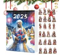 Calendrier de l'Avent 2025-24 jours 2D Jésus Charm Calendrier de l'Avent 2025 - pendentif décoration de vacances pour collectionneurs mur, porte, entrée, fête intérieure, festival à la maison